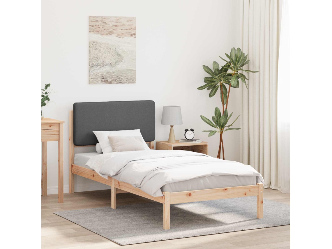 Vidaxl Estrutura De Cama Com Cabeceira Estofada Cinza Escuro