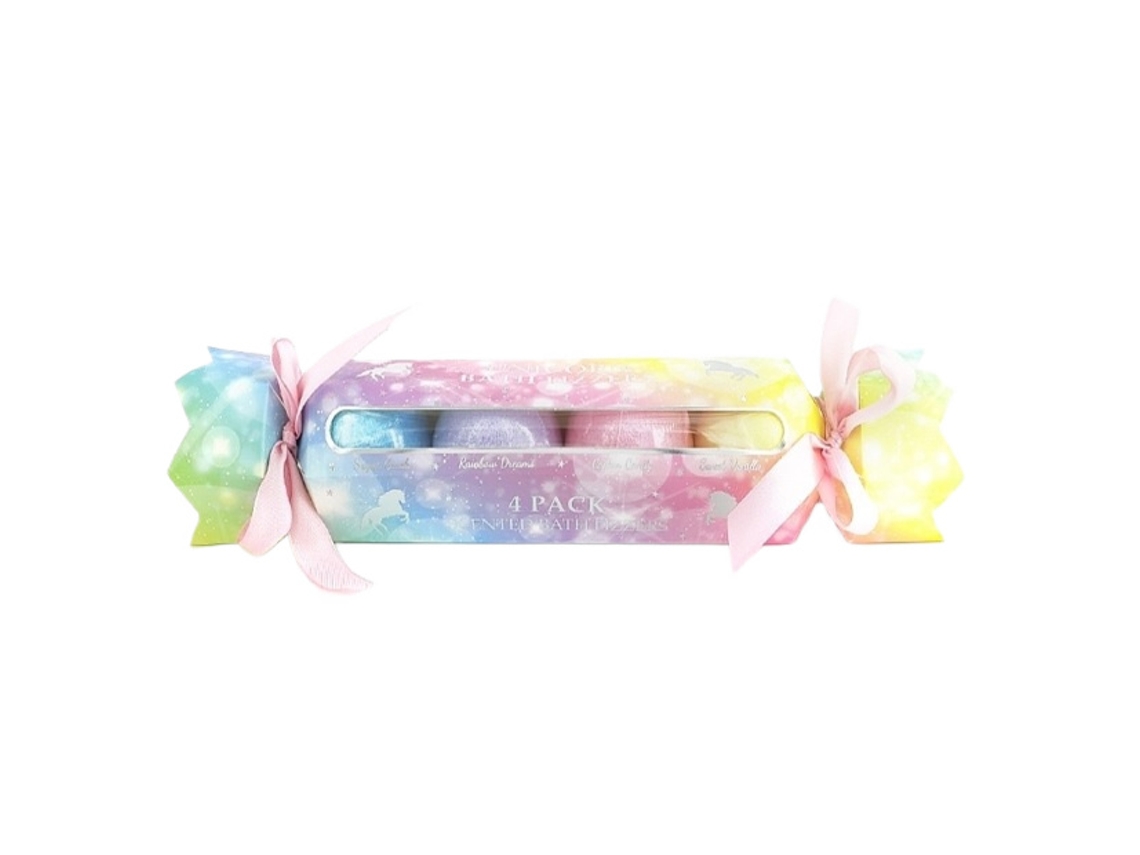 Radiant Dreams Unicorn Bath Bomb Gift Set, 4 X 100g Effervescent Bath Balls Love Skin