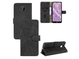 Capa De Couro Pu Com Textura De Bezerro E Fecho Magnético, Cor Sólida, Com Compartimento Para Cartão E Carteira, Para Nokia C10