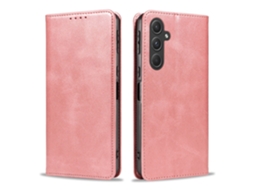 Capa De Couro Com Padrão De Bezerro, Ideal Para Samsung.ouro Rosa - A20e