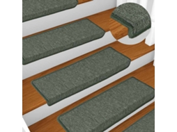 Tapetes De Escada 15 Peças 65x21x4 Cm Verde Escuro Com Borda Retangular