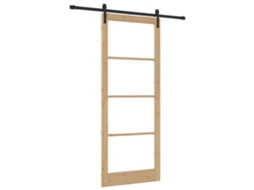 Conjunto 1 Porta Deslizante Vidaxl Castanho Madeira De Pinho Maciça (93 X 232 Cm)