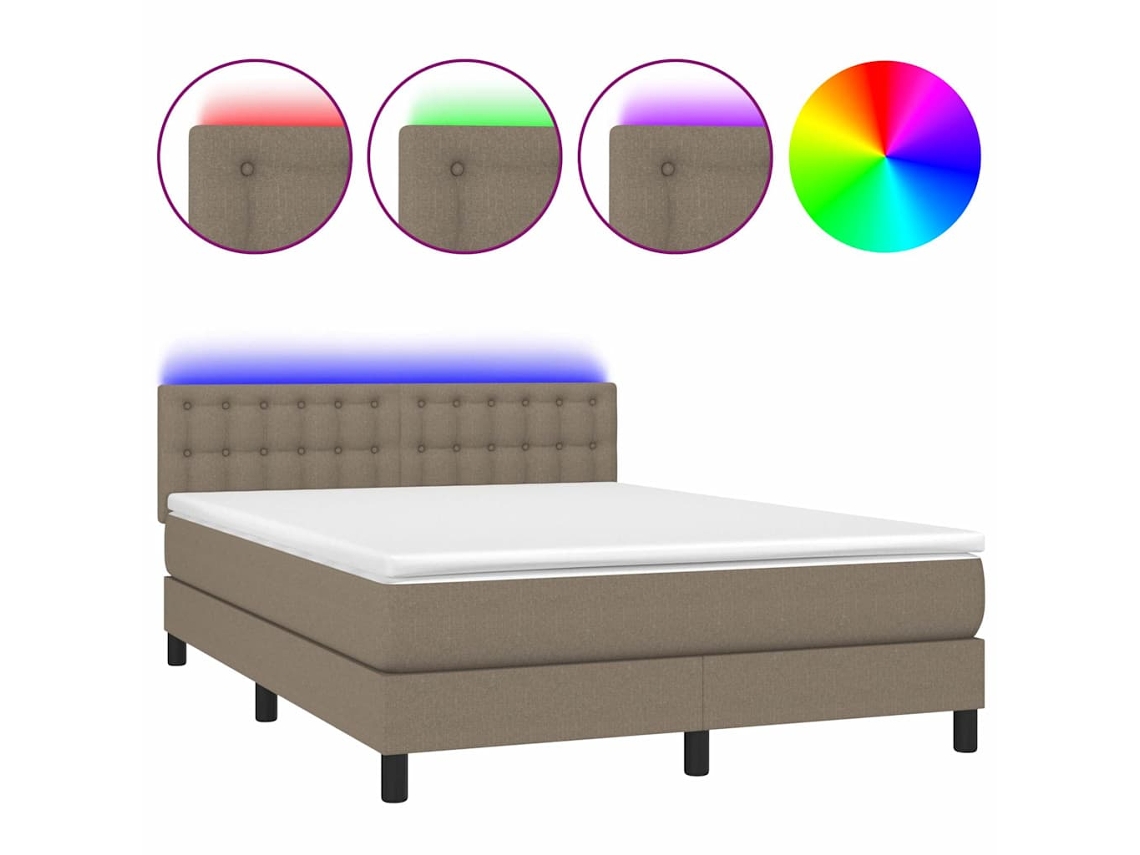 Conjunto 1 Cama Box Spring Vidaxl Marrom-acinzentado Tecido (193 X 144 X 88 Cm)