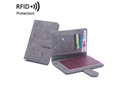 Carteira Porta-passaporte Rfid Slim, Cinza