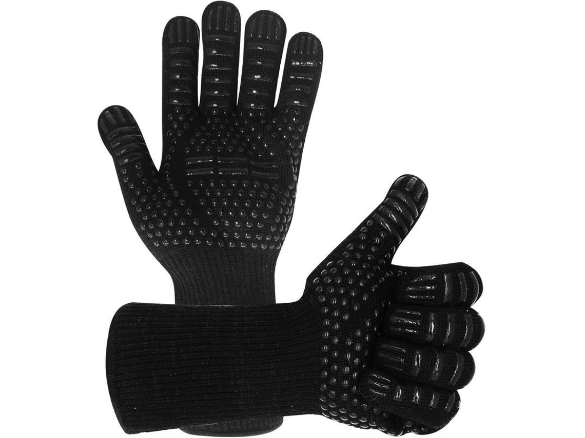 Luvas Resistentes Ao Calor 800°c Churrasco Cozinha Silicone Antiderrapante Churrasco Grelha Assado (preto)