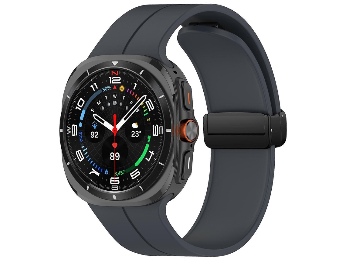Pulseira De Silicone Com Fecho Magnético Dobrável Estilo Ranhurado Para Samsung Galaxy Watch Ultra 47mm.