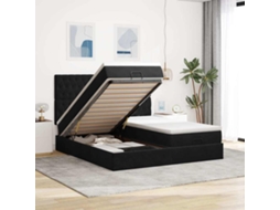 Estrutura De Cama Otomana Com Colchões 200x200cm Veludo Preto