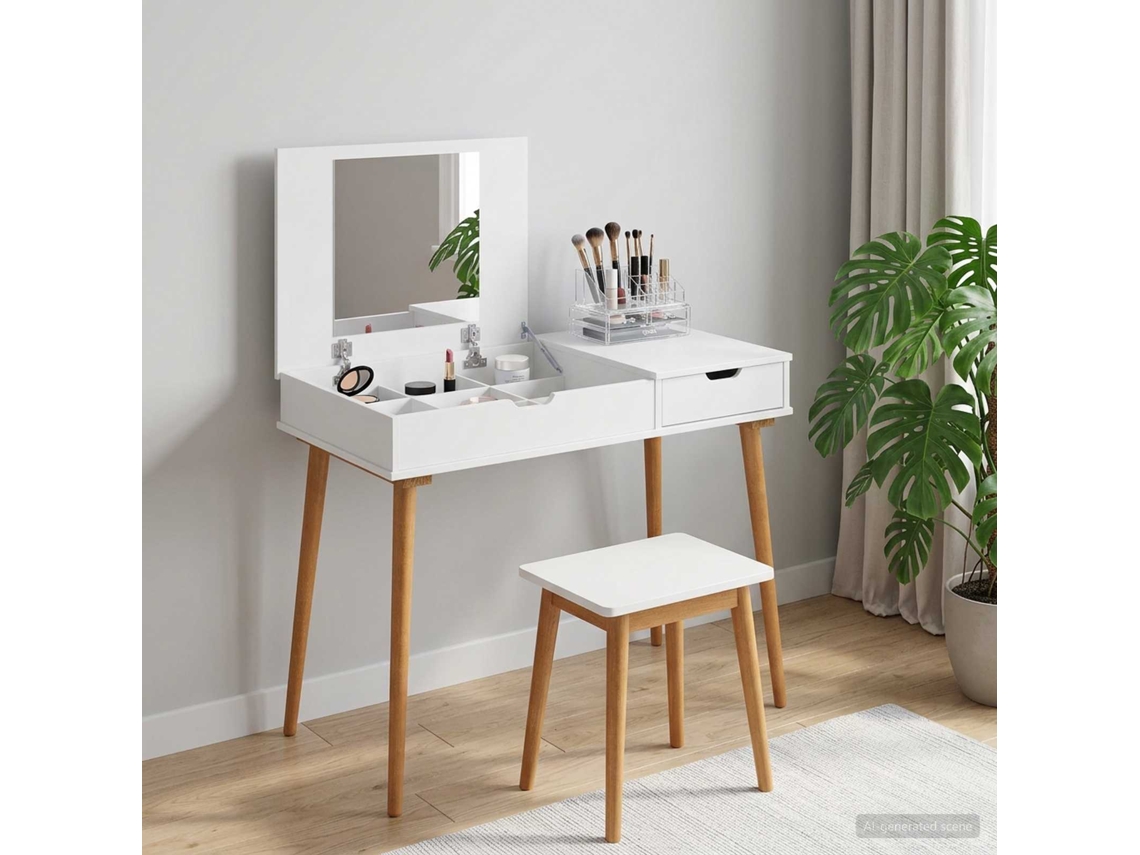 Vidaxl Mesa De Vestir Fauske Branco 100 X 50 X 78 Cm