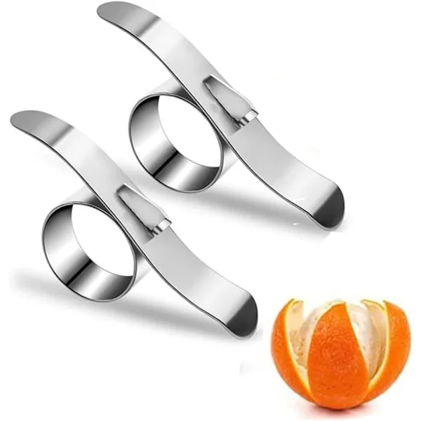 Descascador De Laranja, Conjunto De 4 Peças Com 2 Unidades, Utensílio De Cozinha Portátil Em Aço Inoxidável Para Descascar Limão E Toranja