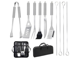 Conjunto De 11 Peças De Ferramentas Para Bbq, Em Aço Inox, Portátil Para Exterior, Para Churrasco, Campismo E Exterior