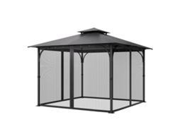 Rede Mosquiteira Preta Para Pavilhão 275x275cm Com Panos Zíper Tekmaquinas