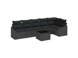 Conjunto 7 Móveis De Jardim Vidaxl Preto Vime Pe (288,5 X 123,5 X 85 Cm)