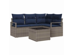 Vidaxl Conjunto de Sofás 5 Pcs Cinzeto Vime Pe