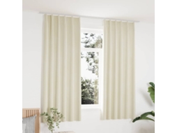 Vidaxl Cortinas Blackout Com Ganchos 2 Pcs 140x175 Cm Veludo Cor Creme