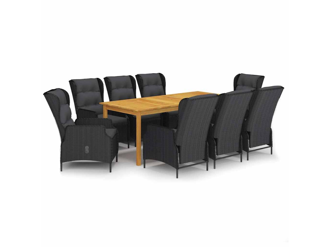 Maison Exclusive - 9 Pcs Conjunto De Jantar Para Jardim Cinzento-escuro