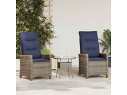 Vidaxl Cadeira De Jardim Reclinável 2 Unid. Cinza E Azul Marinho