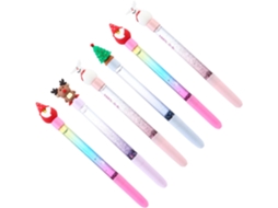 Conjunto De 6 Canetas Em Gel Com Desenhos Fofos Natal, Tinta Coloridas