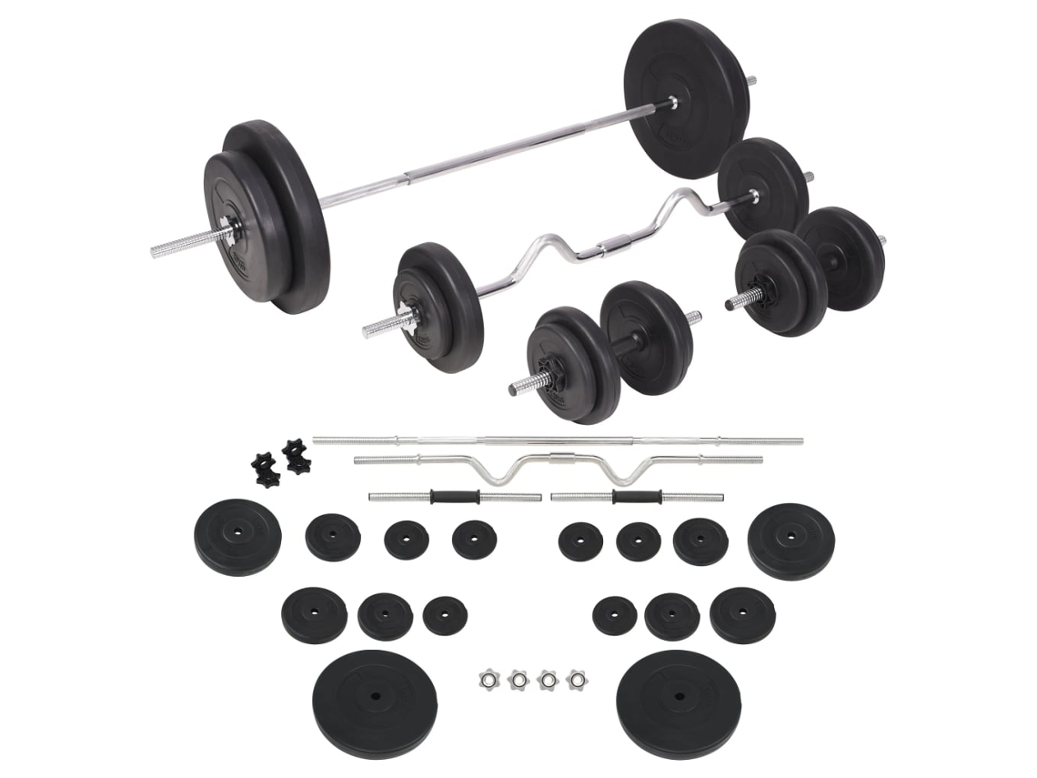 Vidaxl Conjunto De Barras E Halteres 90 Kg