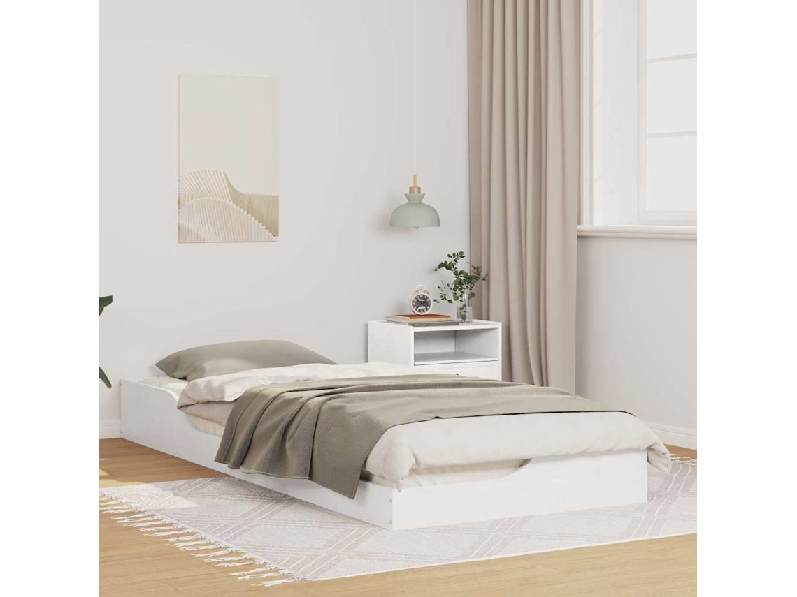 Vidaxl Estrutura da Cama Branco 80 X 220 Cm Madeira de Pinheiro Sólida