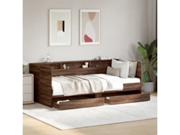 Sofá-cama Com Gavetas Sem Colchão 75x190 Cm Marrom Carvalho