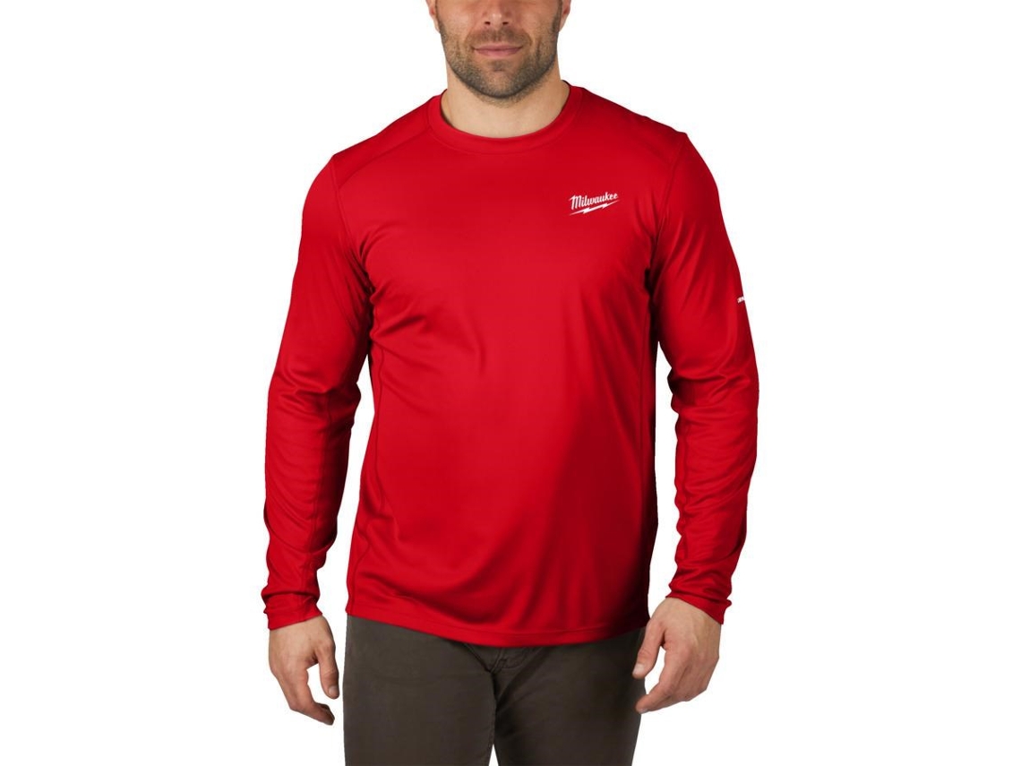 T-shirt de trabalho de manga comprida vermelho claro Wwlsrd S Milwaukee
