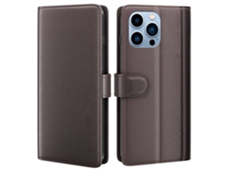 Capa Genuíno Para Iphone 14 Pro Max Pele Magnética Castanho