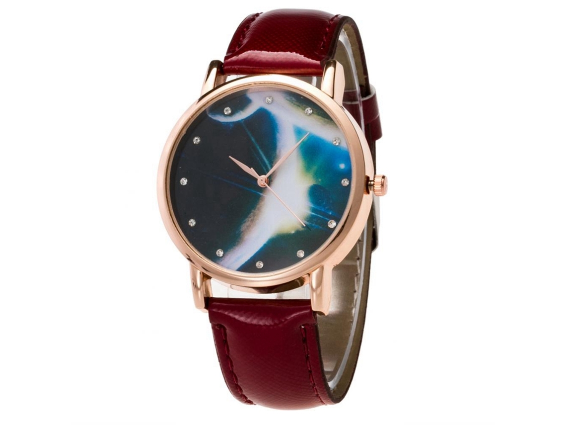 Reloj De Pulsera Parejazhoulianfa Patrón Estrellado Casual Cuero Pu Analógico