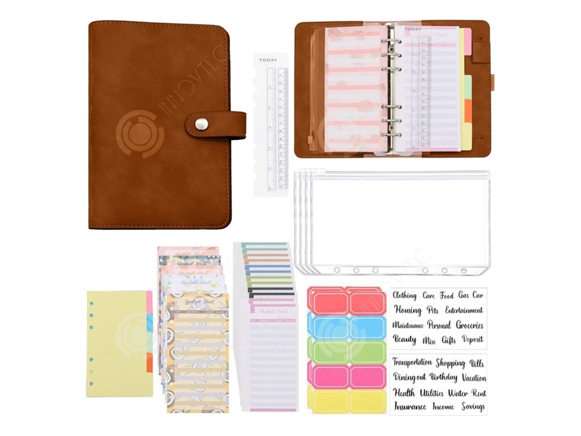 Inn Classeur Orçamento A6 Pvc Planejador De Orçamento Caderno Com Bolsos Envelope Com 8 Bolsos Com Zíper 12 Folhas E 10 Adesivos Bru Innovtec