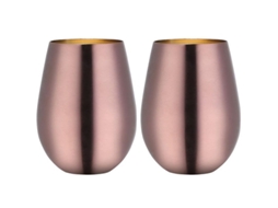 2026 vasos de Vinho Sem Caule de Aço Inoxidável, Copo Portátil Ao Ar Livre, Conjunto de 2 Vasos Metálicos Oro Rosa