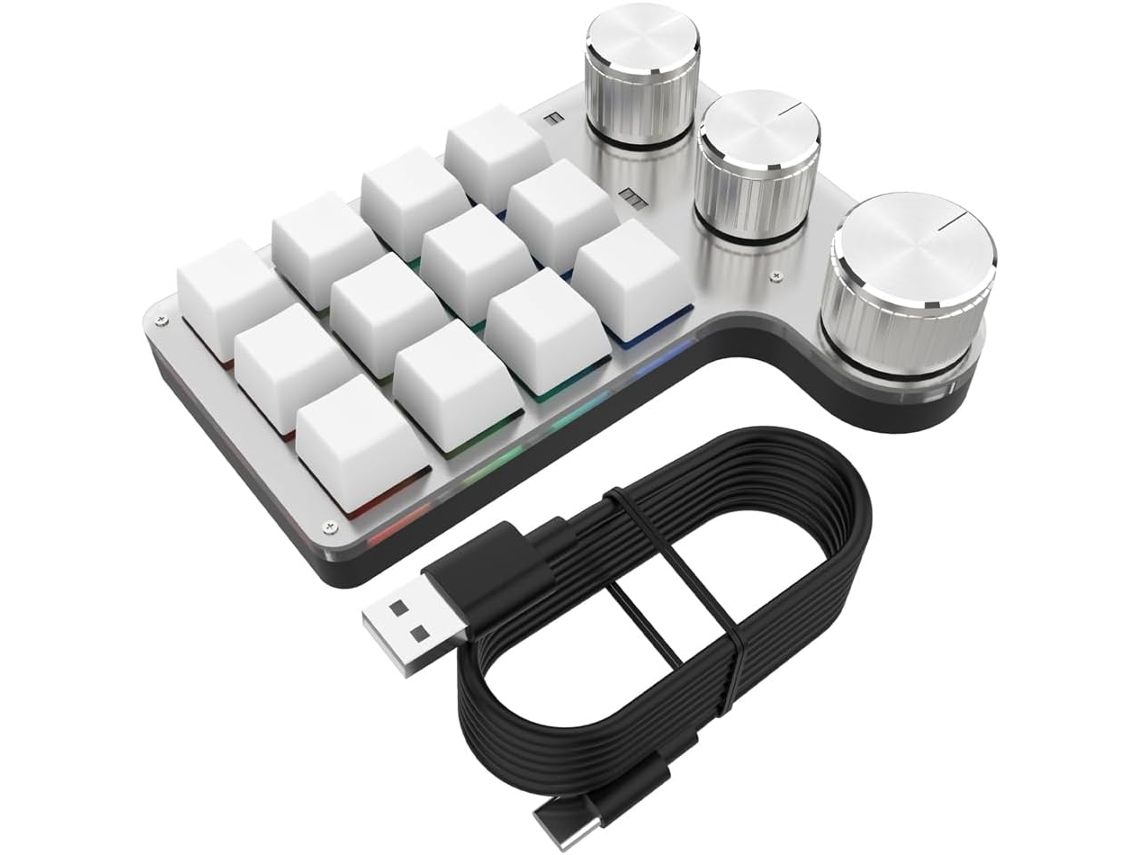 Teclado Mecânico Rgb Programável Diy, 12 Teclas, 3 Botões, Macros Personalizáveis SFUSHOS