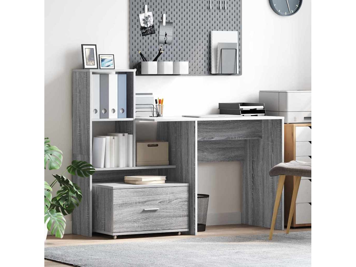 Vidaxl Gabinete De Gavetas 55 X 45 X 31 Cm Cinza Sonoma