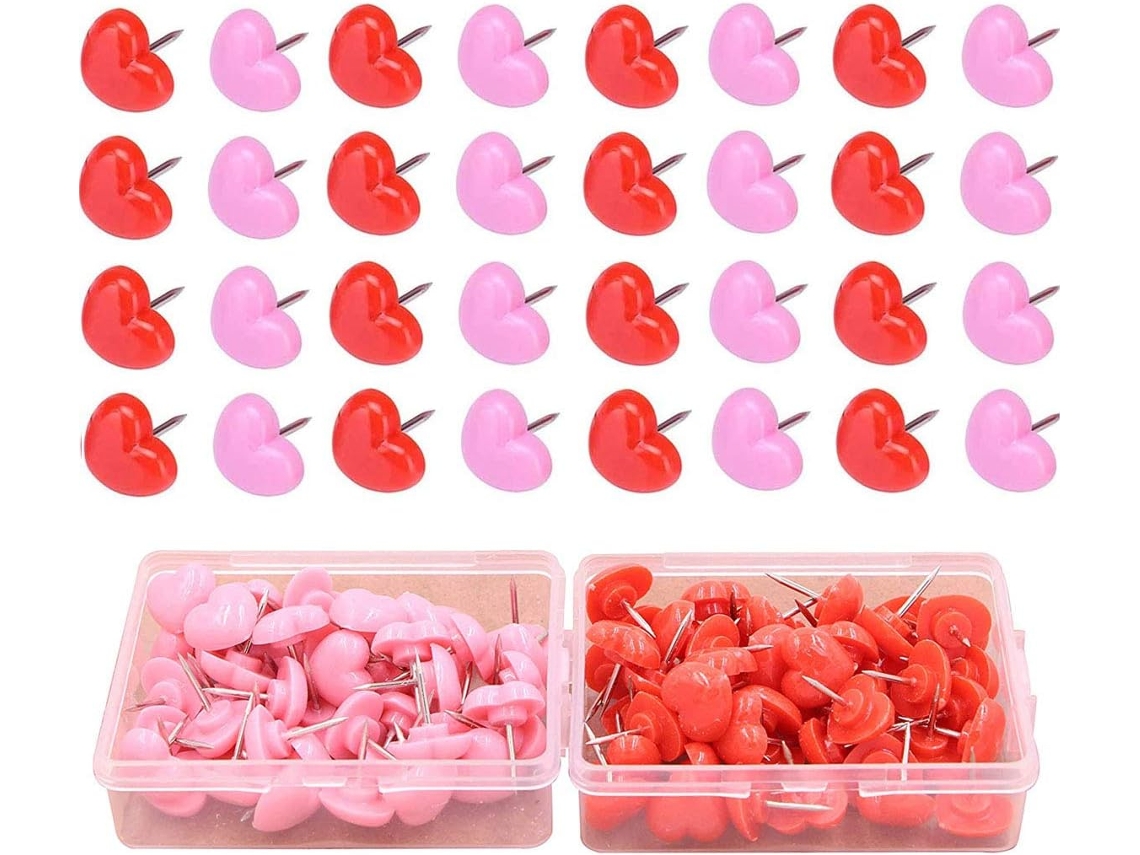 100 Tachinhas em Formato de Coração, Tachinhas Decorativas Fofas Rosa, Zqkla BRILVIBERA