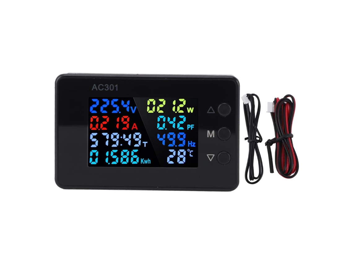 Yuru medidor Digital de Tensão e Corrente Ca 50 300v 0 20a Monitor de Uso Elétrico Kws ac301l