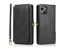 Capa Amovível Pega Para Iphone 15 Pele Sintética Preto