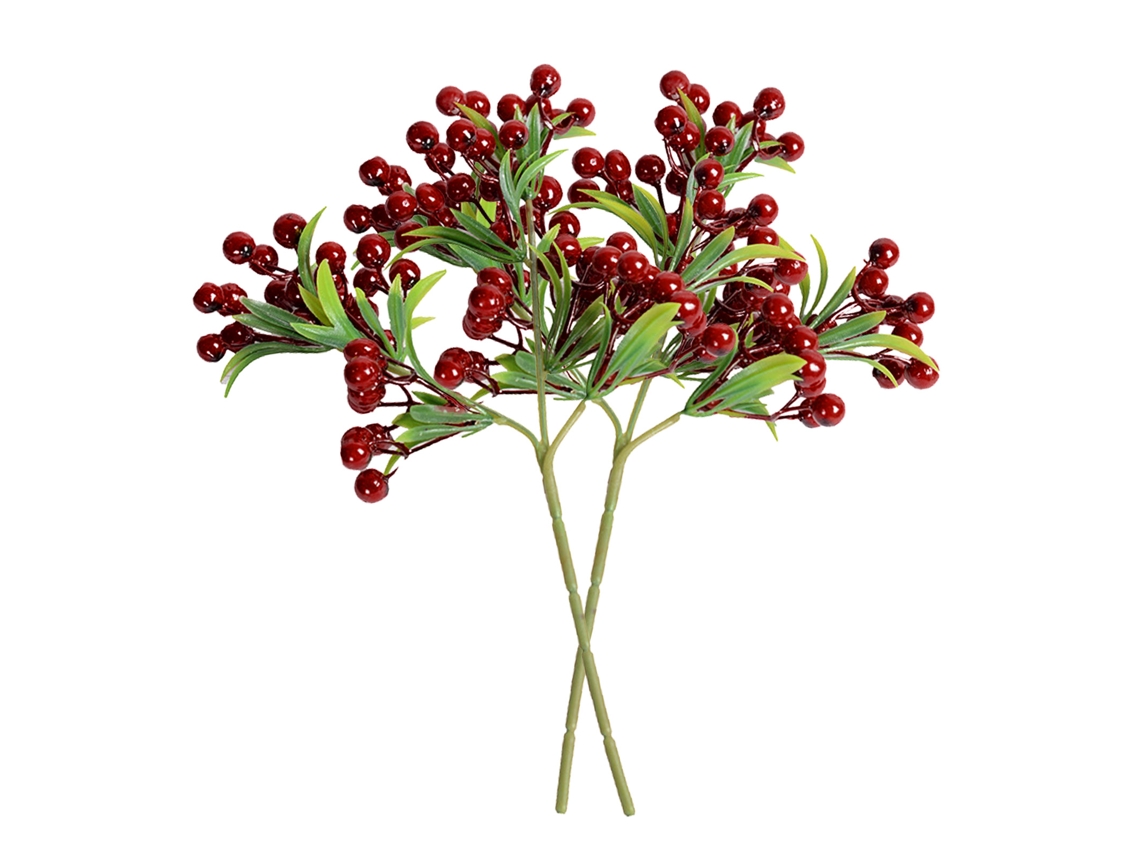 Flor Artificial Baga Red Berry para Decoração de Natal Ramos Festivos Plástico 35cm S/MARCA