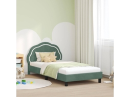 Vidaxl Estrutura de Cama Infantil com Cabeceira Verde do Mar Veludo