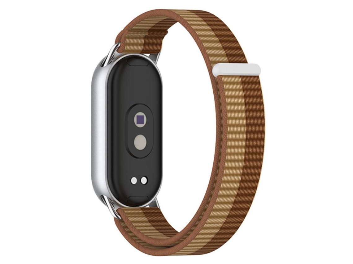 Bracelete Para Xiaomi Smart Band 10/9/8/nfc - Nylon Trançado - Conector De Metal Cor Marrom Café Oficial