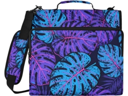 Bolsa Tropical Roxa e Azul com 3 Argolas, Bolsos Extras, Alça de Ombro Mão, Diversos Compartimentos, Armazenam