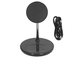 Cargador Sem Fio 2 em 1 Multifuncional Inteligente Ajustável Magnético Preto para Telefones