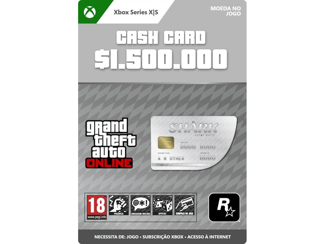 Cartão de Descarga MICROSOFT GTA Online Great White Shark Cash Card (Formato Digital)