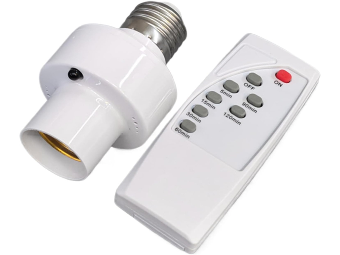 Tomada Com Controle Remoto, Soquete Para Lâmpada E27, 5,2 X 9 Cm, Função Timer Compacta, Fácil