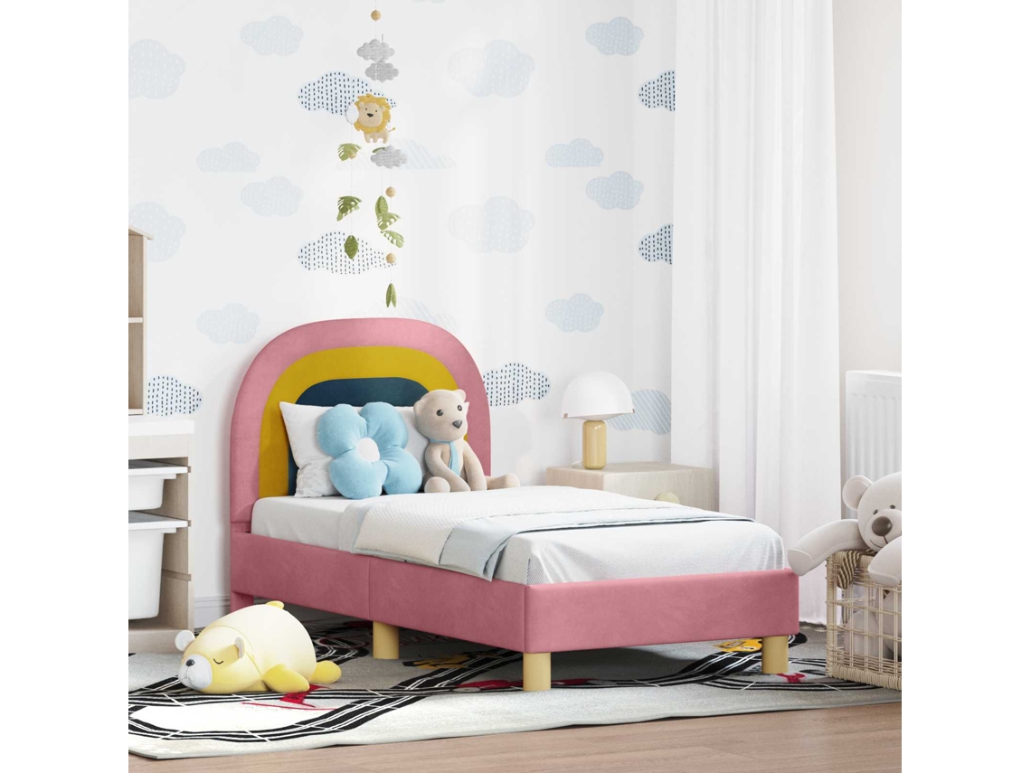 Vidaxl Estrutura De Cama Para Criança Com Cabeceira Rosa 70 X 140 Cm