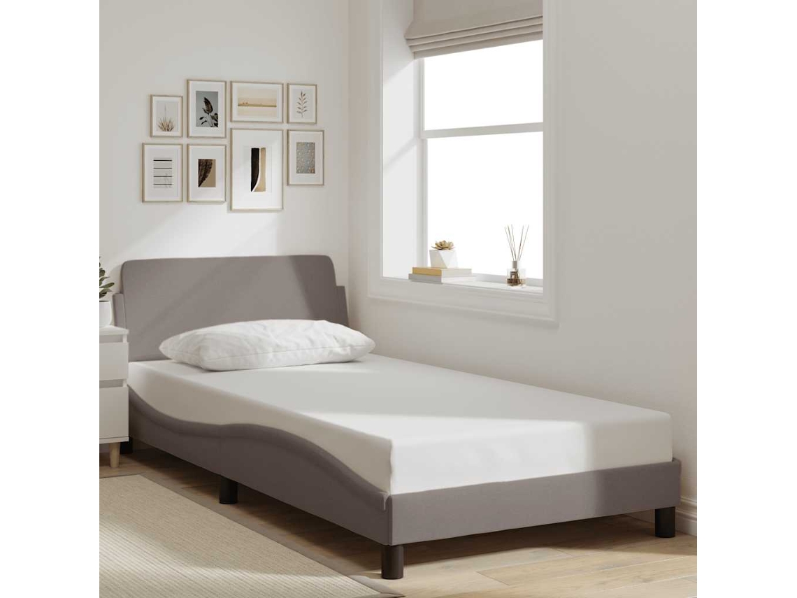 Vidaxl Estrutura De Cama Dover 100x200 Cm Tecido Cinza-acastanhado