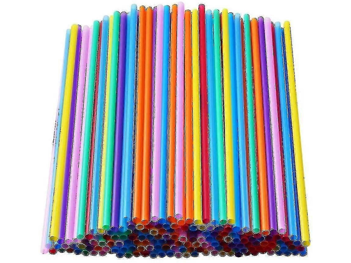 100 Canudos De Beber Plásticos Longos Descartáveis Coloridos