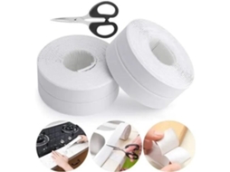 Fita De Vedação Para Banheiro, Para Cozinha (4 Tiras + 1 Tesoura), De Silicone Branca, Autoadesiva De Pe Para Banheira