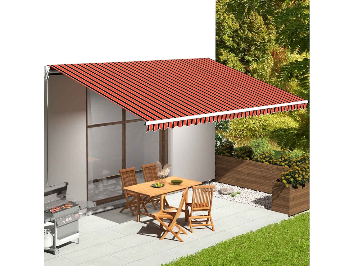 Vidaxl Tecido De Substituição Para Toldo Laranja E Castanho 580x345 Cm Poliéster