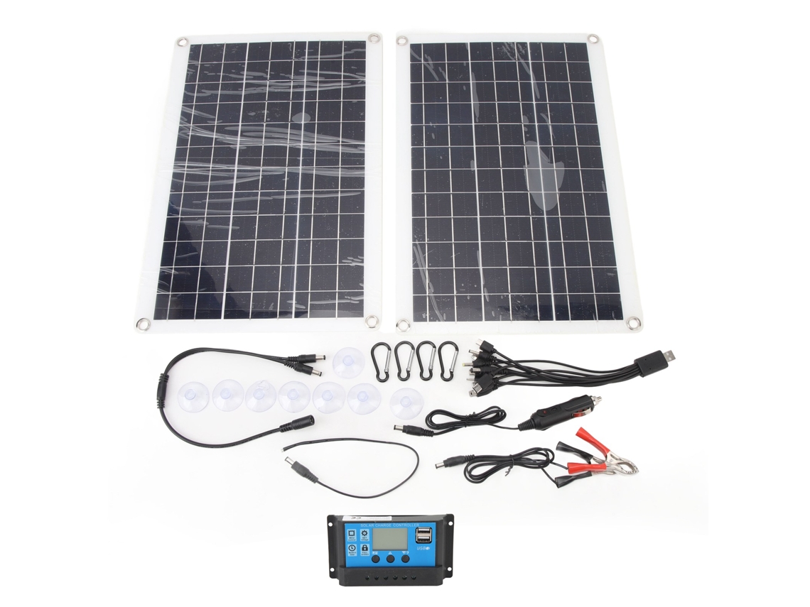 Kit de Energia Solar 18w Painel Policristalino com Controlador 100a Saída Usb Type C Dc para Rvs Off Grid