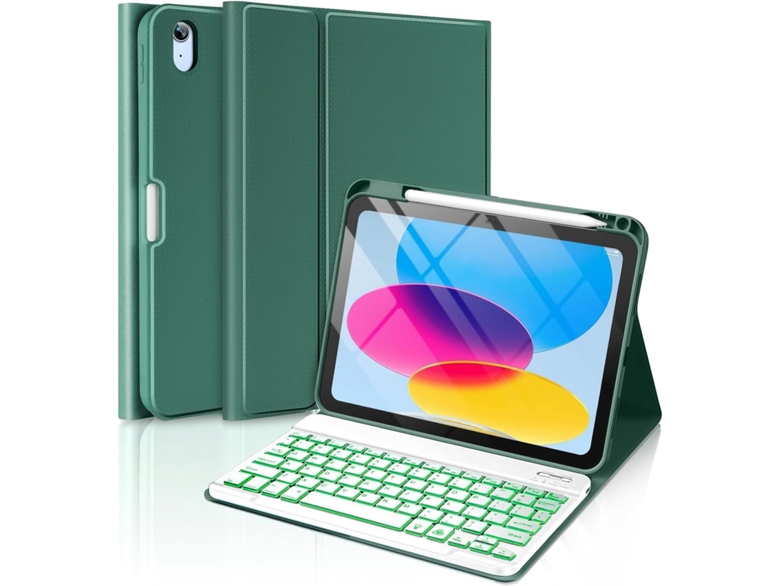 Capa Com Teclado Para Tablet Lurelia, Compatível Com I Pad Pro De 13" Em Meia-noite Com Retroiluminado (2024, Branco, Teclado Bluetooth, Rato 2.4g