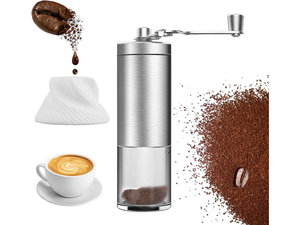 Moedor De Café Manual Aço Inoxidável, Moagem Ajustável, Para Espresso, Prensa Francesa E Café Coado, Uso Em Casa E Viagens