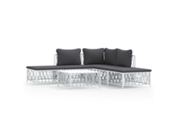 Maison Exclusive - 6 Pcs Conjunto Lounge De Jardim Com Almofadões Aço Branco